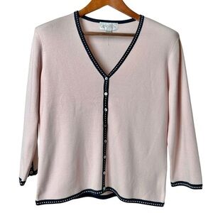 Vintage Casual Corner Annex Size Large Baby Pink Cardigan Great Britain Knit
